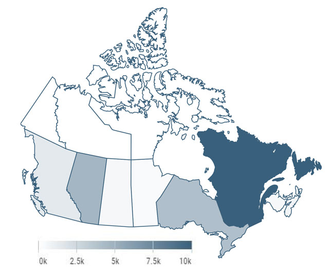 Number of licenses Canada